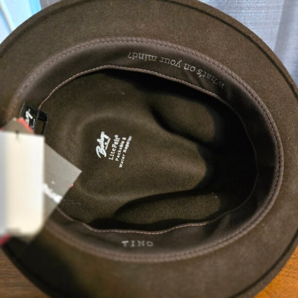 NWT Bailey\'s Tino Lite Felt Medium Brown Feathered Fedora Hat NWT main image 4